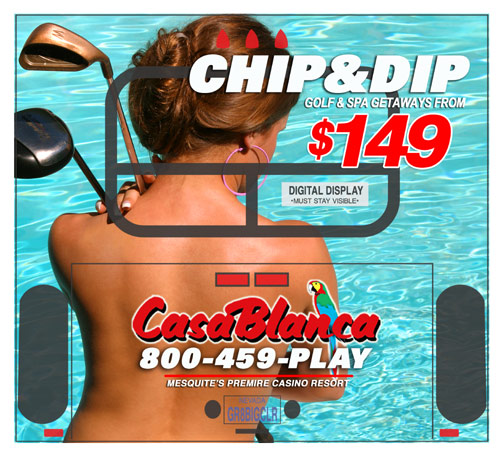 Photo of bare back of girl by the pool for Casablanca Hotel Bus back Ad