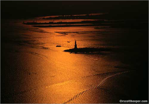 Photo of the Statue of Liberty taken from the World Trade Center