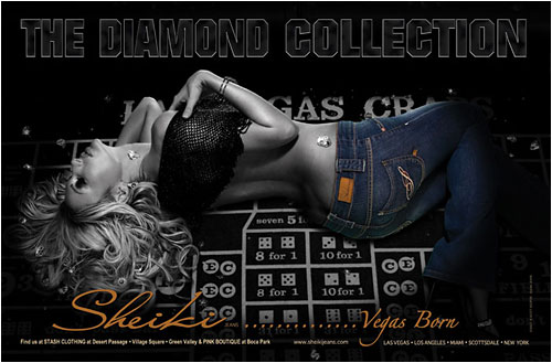 Model Jamie Villamor in Sheiki Jeans ad from 944 Miami Magazine