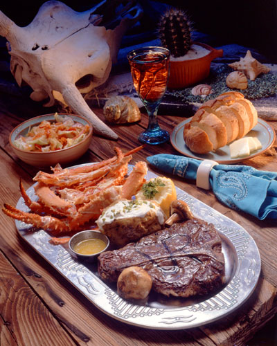 Photo of crab and steak dinner