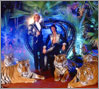 Photo of Siegfried and Roy's at home, with 5 tigers.